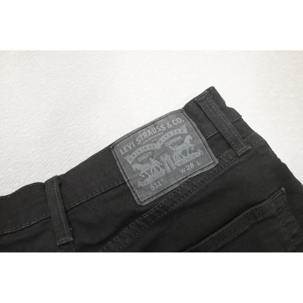 Levi's 511 Slim Fit Jean Shorts Mens 28 Black Denim Cut Off Raw Hem Excellent